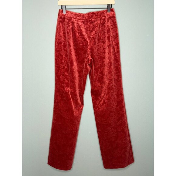 VTG Talbot's Women's 4 Red Velvet Printed Floral Stretch Retro Bootcut Mid-Rise - Picture 2 of 11